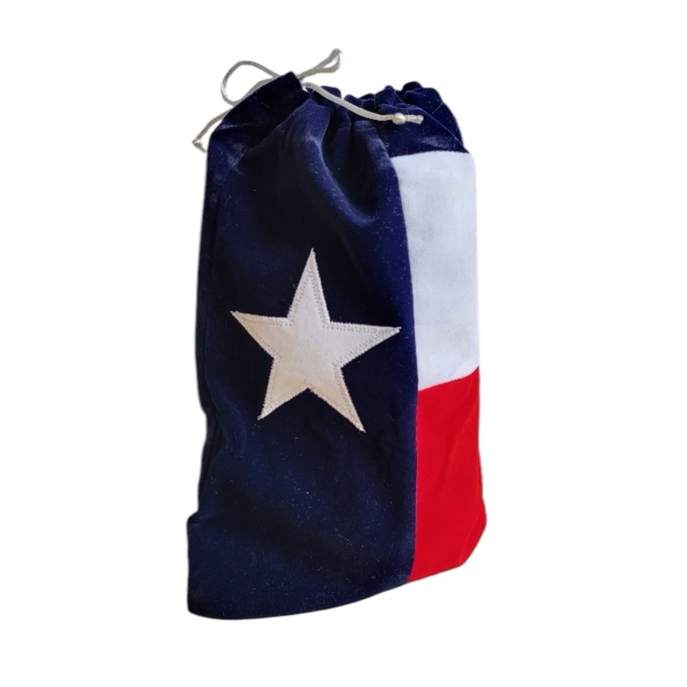 Velvet Crown Royal Whisky Bag Lone Star State Texas Red White Blue Draw String